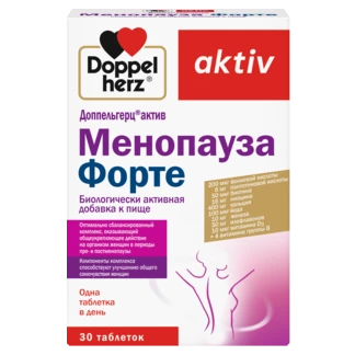 Illustration of the product packaging Doppelherz aktiv Менопауза Форте front view